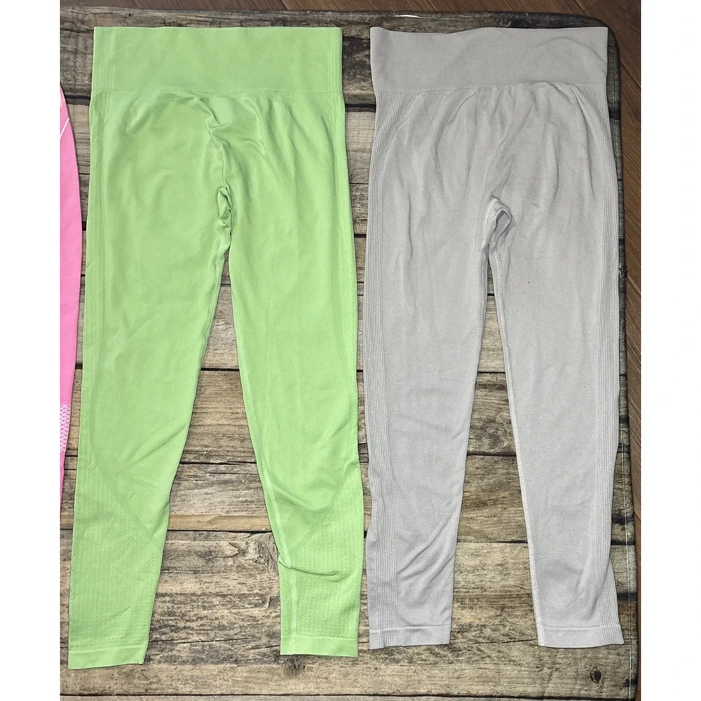 4pc Scrunch Butt High Waist Activewear Leggings Lot Large Yoga Workout Pink